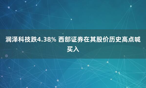 润泽科技跌4.38% 西部证券在其股价历史高点喊买入