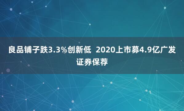 良品铺子跌3.3%创新低  2020上市募4.9亿广发证券保荐