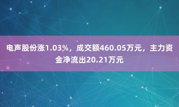 电声股份涨1.03%,成交额460.05万元,主力资金净流出20.21万元