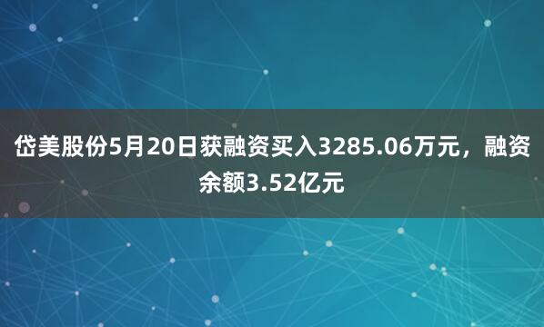 岱美股份5月20日获融资买入3285.06万元,融资余额3.52亿元