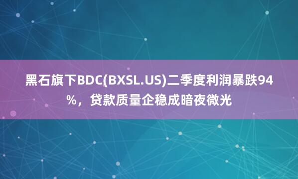 黑石旗下BDC(BXSL.US)二季度利润暴跌94%，贷款质量企稳成暗夜微光
