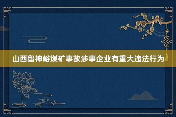 山西留神峪煤矿事故涉事企业有重大违法行为