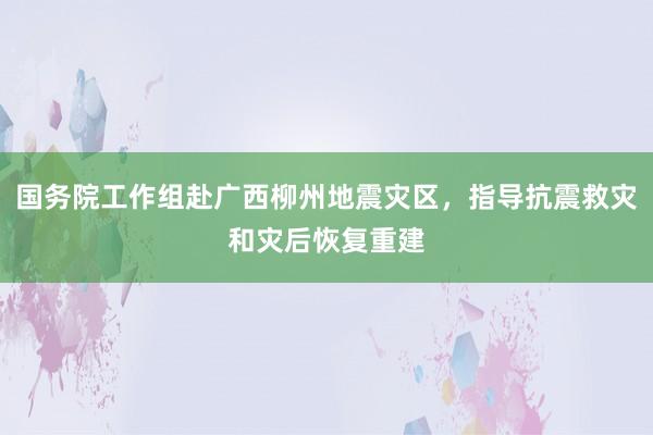 国务院工作组赴广西柳州地震灾区，指导抗震救灾和灾后恢复重建