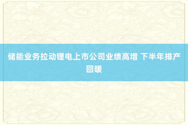 储能业务拉动锂电上市公司业绩高增 下半年排产回暖