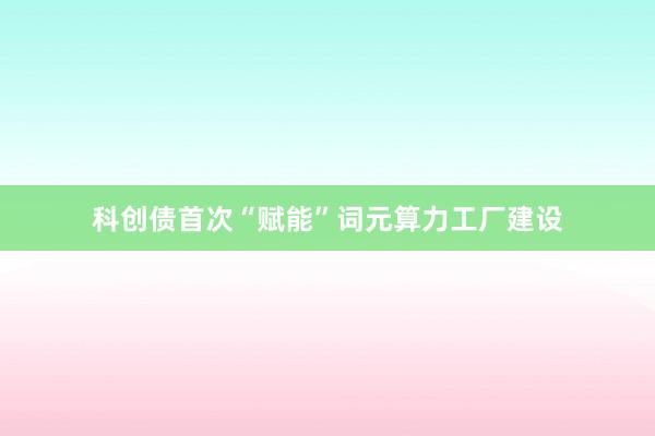 科创债首次“赋能”词元算力工厂建设
