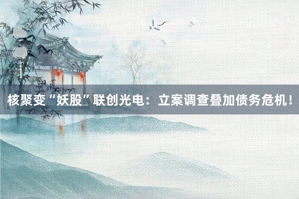 核聚变“妖股”联创光电：立案调查叠加债务危机！