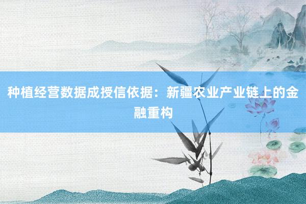 种植经营数据成授信依据：新疆农业产业链上的金融重构