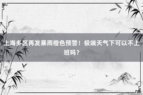 上海多区再发暴雨橙色预警！极端天气下可以不上班吗？