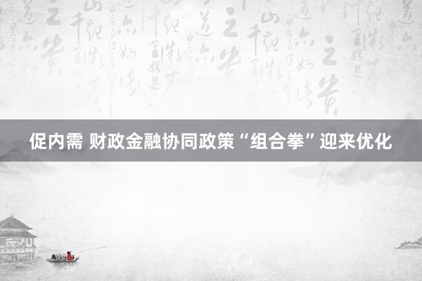 促内需 财政金融协同政策“组合拳”迎来优化