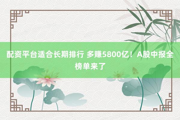 配资平台适合长期排行 多赚5800亿！A股中报全榜单来了
