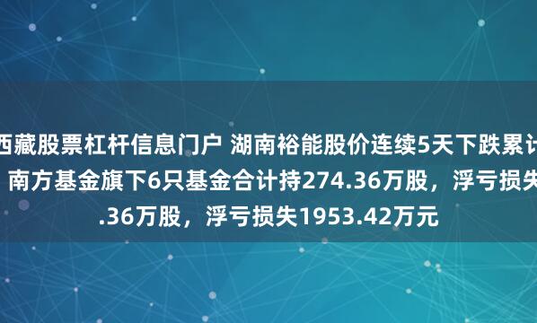 西藏股票杠杆信息门户 湖南裕能股价连续5天下跌累计跌幅11.31%，南方基金旗下6只基金合计持274.36万股，浮亏损失1953.42万元