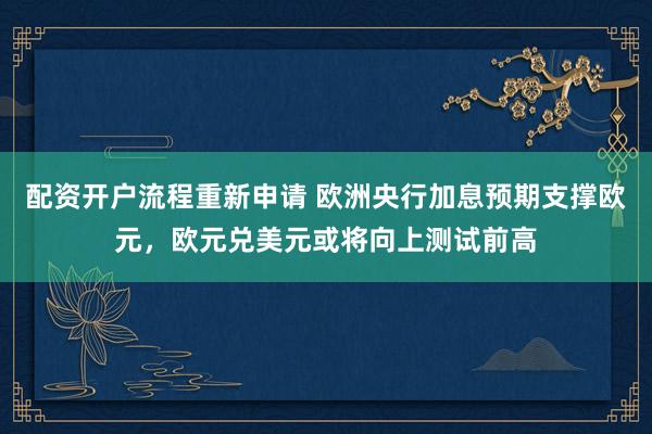 配资开户流程重新申请 欧洲央行加息预期支撑欧元，欧元兑美元或将向上测试前高