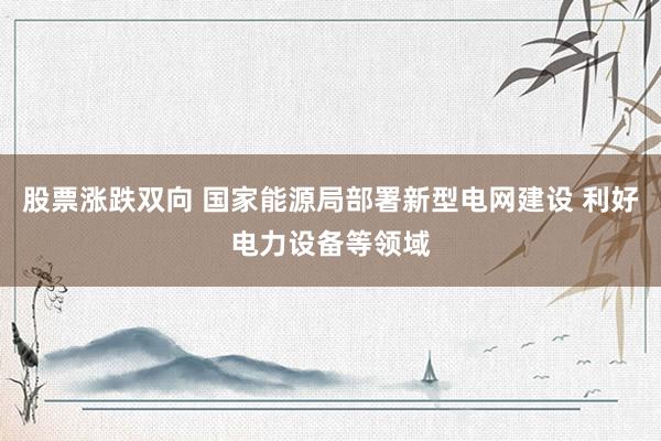 股票涨跌双向 国家能源局部署新型电网建设 利好电力设备等领域