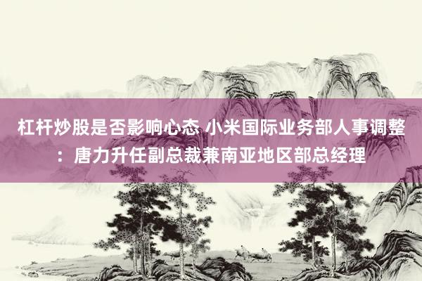 杠杆炒股是否影响心态 小米国际业务部人事调整：唐力升任副总裁兼南亚地区部总经理