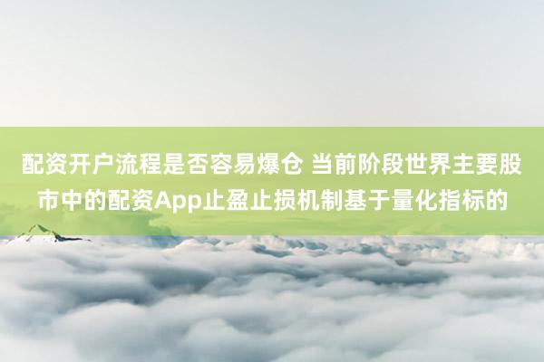 配资开户流程是否容易爆仓 当前阶段世界主要股市中的配资App止盈止损机制基于量化指标的