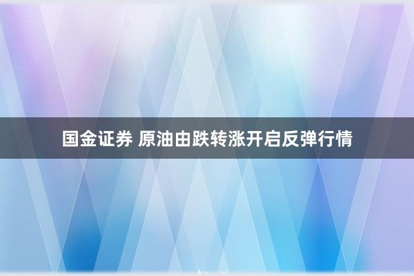 国金证券 原油由跌转涨开启反弹行情