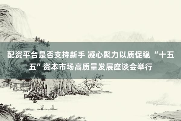 配资平台是否支持新手 凝心聚力以质促稳 “十五五”资本市场高质量发展座谈会举行