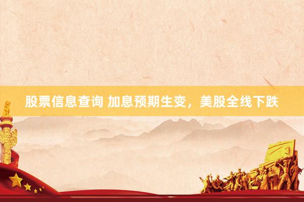 股票信息查询 加息预期生变，美股全线下跌