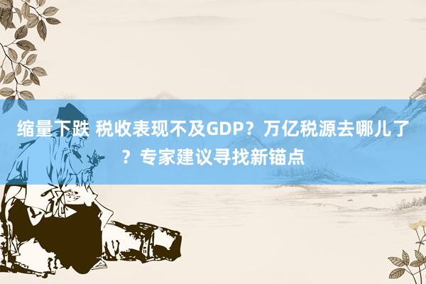 缩量下跌 税收表现不及GDP？万亿税源去哪儿了？专家建议寻找新锚点